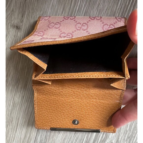Gucci Pink GG Canvas &  Leather Short Bifold Wallet w Coin Purse - Picture 9 of 13